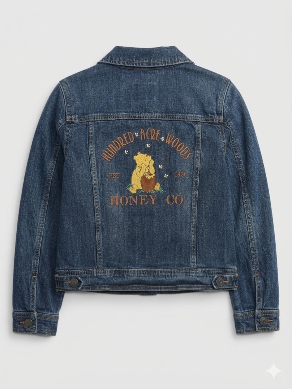 Custom Handmade Winnie the Pooh Embroidered Denim Jacket Youth L 10/12​